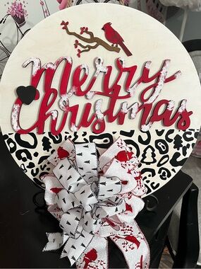 Merry Christmas Cardinal Red and Black Wall Decor